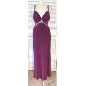 Tony Bowls Evening Gown Magenta with Rhinestones Size 4